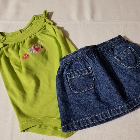 Gymboree Baby Seahorse 0-3 Month NWT Bodysuit, 2002 NWT skirt w attached diaper - Picture 1 of 5